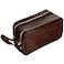 Time Resistance Leather Cosmetic Bag Italian Toiletry Dopp Kit Brown