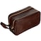 Time Resistance Leather Cosmetic Bag Italian Toiletry Dopp Kit Brown
