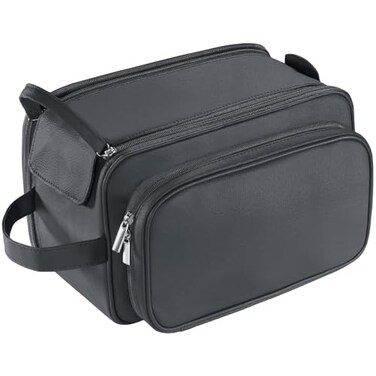 Buruis Extra Large Toiletry Bag for Men Travel Toiletry Organizer Dopp Kit Waterresistant Shaving Bags PU Leather Cosmetic Bathroom Shower Bag for Toiletries Grooming Accessories Black