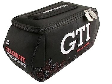 BRISA VW Collection Volkswagen Neoprene Universal Makeup Cosmetics Toiletry Travel Pharmacy Bag in GTI Design HexagonBlackSmall