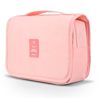 Mossio Hanging Toiletry Bag Large Cosmetic Makeup Travel Organizer for Men Women with Sturdy Hook Light Pink