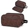 PAVILIA Toiletry Bag for Men Travel Toiletries Bag Waterresistant Dopp Kit PU Leather Shaving Pouch Organizer for Accessories Cosmetic Hygiene Grooming Essentials Dark Brown