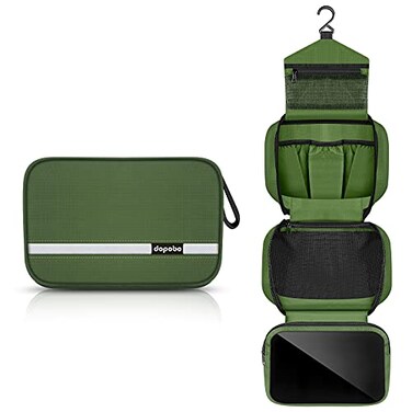 dopobo Travel Toiletry Bag Dopp Kit Waterproof Makeup Bag Shaving Bag with Hanging Hook Portable Toiletry Organizer for Traveling and Camping Army Green