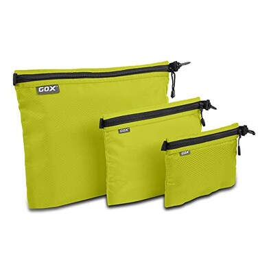 GOX 3 Pack Travel Toiletry Bag for Men Carry On Packing Organizer Zipper Pouch Portable Cosmetic Pouch Accessory Document Electronics Green