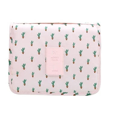 Mossio Hanging Toiletry Bag Large Cosmetic Makeup Travel Organizer for Men Women with Sturdy Hook Cactus