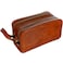 Time Resistance Leather Cosmetic Bag Italian Toiletry Dopp Kit Cognac Brown