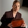 Time Resistance Leather Cosmetic Bag Italian Toiletry Dopp Kit Cognac Brown
