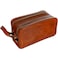 Time Resistance Leather Cosmetic Bag Italian Toiletry Dopp Kit Cognac Brown