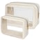 PACKISM 2 Pack Clear Makeup Bag Set 1 Large 1 Medium Foldable TSA Approved Toiletry Bag for Carryon Checked Luggage Water Resistant Car Storage Organizer Beige