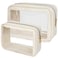 PACKISM 2 Pack Clear Makeup Bag Set 1 Large 1 Medium Foldable TSA Approved Toiletry Bag for Carryon Checked Luggage Water Resistant Car Storage Organizer Beige