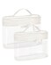 BAGSMART TSA Approved Toiletry Bag 2 Pack Clear Makeup Cosmetic Bag Organizer Quart Size Travel Bag for Toiletries Carryon Travel Accessories Essentials White2pcs