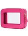 Popvibe Clear Makeup Bag Travel Cosmetic Case Transparent Toiletry Bag with Zipper Portable Make Up Organizer Traveling Compact Car Bag for Essentials Hotpink Medium