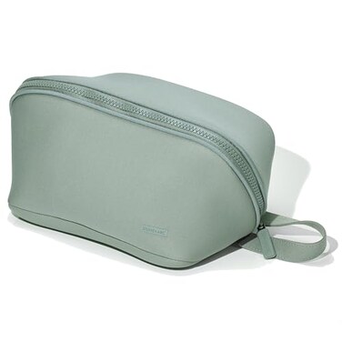 LINEARC LINEARC MachineWashable Neoprene Toiletry Bag Sage Modern Green Dopp Kit Soft Insulation for Cosmetics Makeup Travel Skincare Shaving Large Case Men Women Overnight EasytoClean
