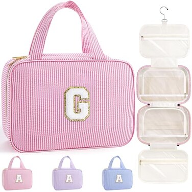TOPEAST Hanging Travel Toiletry Bag Personalized Travel Essentials for Women Letter G
