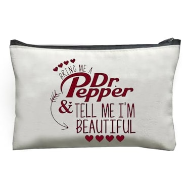 MONNYCAR Dr Pepper Humor Themed Canvas Toiletry BagMinimalist DesignLightweight Cosmetic Pouch with Durable Zipper ClosureVersatile Makeup Case for Travel Holiday Gift Multipurpose Organizer