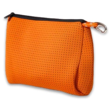 POPUPS Brand Large Makeup Bag with Zipper Neoprene Machine Washable Travel Toiletry Cosmetic Organizer Pouch for Women Basic Burnt Orange