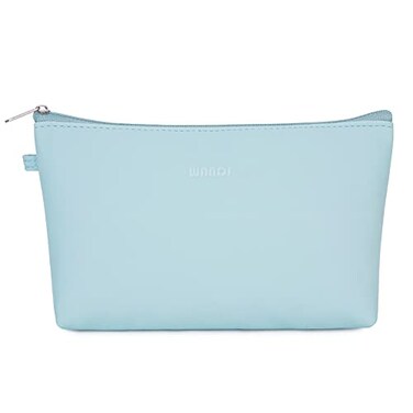 WANDF Cosmetic Bag for Women Makeup bag Organizer Mini Makeup Pouch for Purse Water Resistant Girls GiftLight Blue