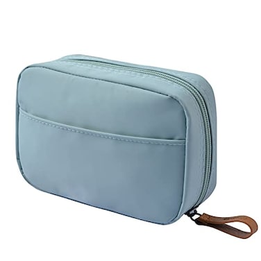 Hekyip Rectangular Beauty Bag Small Travel Makeup Bag for Purse Portable Waterproof Cosmetic Pouch for Ladies Women Rectangular Mint Blue
