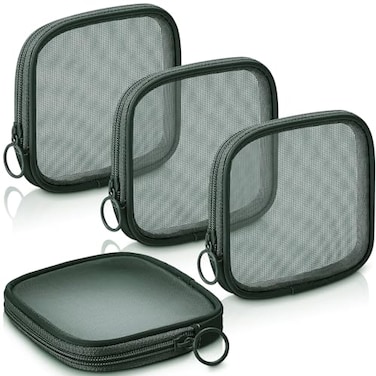 Weewooday 4 Pcs Mesh Makeup Bag Mesh Cosmetic Bag Travel Toiletry Pouch with Zipper Mini Makeup Cosmetic Purse for Daily AccessorySmallOlive Green