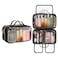 OCHEAL Travel Toiletry Bag Double Layer Clear Makeup Bag Organizer Large Capacity Cosmetic Bag for Traveling Women Beauty Essentials Multiple Compartments Makeup Case Black
