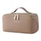 Cuteseason PU Leather Makeup Bag for Women Structured Makeup Case with Wide Opening Travel Cosmetic Bag with Compartments and Handle WaterResistant Makeup OrganizerKhaki Lychee Grain