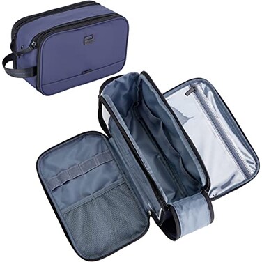 ZEEMO Travel Toiletry Bag for Men Medium WaterResistant DoubleSided FullOpen Dopp Kit Versatile Organizer for Shower and Hygiene Accessories Bathroom Essentials Cosmetics Blue