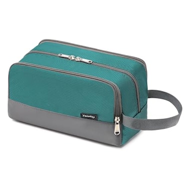 Yeiotsy Boys Toiletry Bag Kids Travel Dopp Kit with Mesh Pockets Compact Organizer for Gym Camping Hiking Emerald Green
