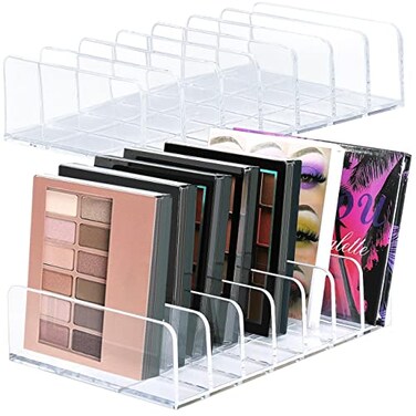 Rikkmte 2Pcs Makeup Pallet OrganizerAcrylic Eyeshadow Palette Makeup OrganizerClear Eyeshadow Palette Cosmetic Organizer7 Sections Palette Organizer Makeup Holder for Bathroom Countertop Wallets Sungl