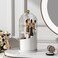 YOOLENS Makeup Brush Holder with Lid 360 Rotating Clear Dustproof Make Up Organizers for Vanity Bathroom Countertop Transparent