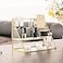 FSyueyun Gold Makeup Organizer Case Vanity 3 Layers Glass Makeup Storage Cosmetics Organizer Earring Ring Holder Display Case