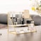 FSyueyun Gold Makeup Organizer Case Vanity 3 Layers Glass Makeup Storage Cosmetics Organizer Earring Ring Holder Display Case