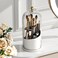 GAXmi Makeup Brush Holder with Lid Cosmetic Tools Organizer 360 Rotating Waterproof Dustproof Beauty Brushes Storage for Vanity Transparent