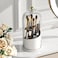 GAXmi Makeup Brush Holder with Lid Cosmetic Tools Organizer 360 Rotating Waterproof Dustproof Beauty Brushes Storage for Vanity Transparent