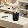 Funtygy Acrylic Makeup Brush Holder Organizer Black Pencil Pen Holder Crystal Cosmetics Brushes Cup Storage Solution Round