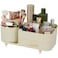 Zufudo Makeup Organizer Countertop with Drawer 360 Rotating Brush Holder Storage Large Capacity Skincare Cosmetic Display Cases for Vanity Bathroom Desktop Model 3016 Cream