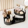 COMFYROOM Rotating Vanity Organizer with Brush Holder and Drawer 3 Layer Cosmetic Skincare Storage Large Countertop Makeup Perfume Lotions Display Case Black