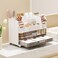 UFORU Makeup Organizer for Vanity with 2 Large Drawers Cosmetic Display Case with Brush Holders Easy to Storage for Bathroom Countertop Skincare Perfume White