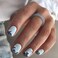 Puyokinm Press on Nails Short Square Fake Nails Summer False Nails Ocean Sea Wave Design Acrylic Stick on Nails Blue Glossy Glue on Nails Artificial Nails for Women 24pcs