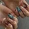 ASABITE 24Pcs Medium Almond Press on Nails French Tip Fake Nails with Brown Leopard Gold Line Design Glossy Reusable False Nail Artificial Acrylic Nails Press ons Holiday Stick on Nails for Women DIY