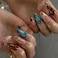 ASABITE 24Pcs Medium Almond Press on Nails French Tip Fake Nails with Brown Leopard Gold Line Design Glossy Reusable False Nail Artificial Acrylic Nails Press ons Holiday Stick on Nails for Women DIY