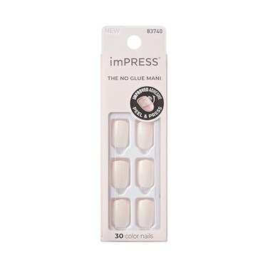imPRESS Kiss Impress No Glue Mani Press On Nails Color Point Pink Pink Short Size Squoval Shape Includes 30 Nails Prep Pad Instructions Sheet 1 Manicure Stick 1 Mini File