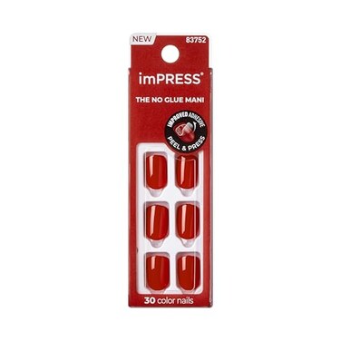imPRESS Kiss Impress Color PolishFree Solid Color PressOn Nails PureFit Technology Short Length Reddy or Not Includes Prep Pad Mini Nail File Cuticle Stick and 30 Fake Nails