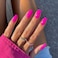 XCREANDO Hot Pink Nails Press ons Neon Pink Press on Nails Medium Square Glue on Nails Medium Length Short Acrylic Glue on Medium Coffin Fake Nails False Nails for Women Solid Color Gel Nails 24Pcs