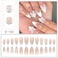 LPOODDNU White French Tip Press on Nails Almond Medium Fake Nails with Charms 3D Bow Pearl Acrylic False Nails Cute Artificial Nails Press ons Reusable Glue on Nails for Women and Girls 24Pcs