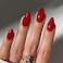 Sevgob Red Press on Nails Medium Almond Fake Nails Solid Red Color False Nails Reusable Glossy Artificial Acrylic Nail Press ons Christmas Nail for Women Daily Wear Manicure 24pcs