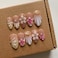 MAGLFELL Salon Press On Nails 3D Almond Handmade Unique French Fake Nails Thick Acrylic and MutiLayer Gel False Nails Reusable Gel Cured Durable press ons Size S
