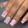 Foccna French Press on Nails Medium Long Pink Fake Nails Square Bling Glossy 3D Flower Design False Nail Tips Artificial Nails Finger Manicure for Women and Girls24pcs