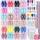 Teenitor Press on Nails Almond 24Pack 576Pcs Short Almond Press on Nails Matte Glossy French Tip Press on Nails Glitter Fake Nails
