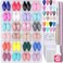 Teenitor Press on Nails Almond 24Pack 576Pcs Short Almond Press on Nails Matte Glossy French Tip Press on Nails Glitter Fake Nails