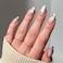 Glamnetic Press On Nails Sanded Short Almond Nude Fake Nails with Raised Gold Shell Accents Salon Quality Summer Nails 15 Sizes 30 Nail Kit with Glue